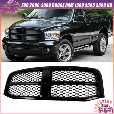 Front Bumper Grille Gloss Black For 2006-2009 Dodge Ram 1500 2500 3500 Pickup - Image 1 of 4