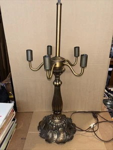 Tiffany Style Lamp Base Only Antique Large 26” Cast Metal Base No Shade 5 Arm - Picture 1 of 24