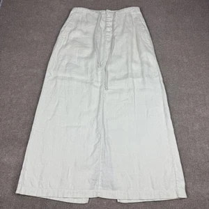 Eddie Bauer Skirt Womens 6 Ivory 100% Linen Maxi Button Front Drawstring Pockets - Picture 1 of 18