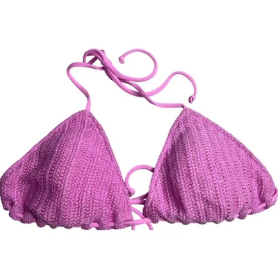 Victoria's Secret Crochet Pink Triangle Bikini Top Medium M - Image 1 of 4