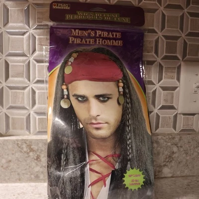 Paper Magic Group Men's 23" Long Black Braided Deluxe Pirate Wig - Image 1 of 4