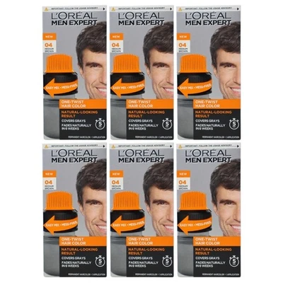 Paquete de 6 - Color de cabello L’Oreal Paris Expert One Twist para hombre, 04 marrón medio Foto 1 de 4