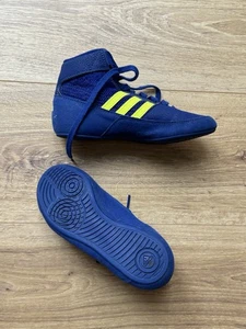 ADIDAS WRESTLING SHOES YOUTH SIZE 1 ROYAL BLUE / SOLAR YELLOW - Picture 1 of 6