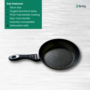 Britly 30cm Aluminium Non-Stick Marblestone Frypan - Healthy Marble Effect, PFOA - Picture 1 of 6