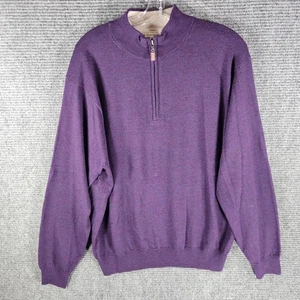 Peter Millar Pullover Herren Large Lila Quarter Zip Merinowolle Pulli - Bild 1 von 5