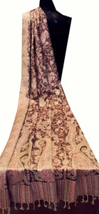 Elegante Mantón Jamavar de Seda Paisley India Jamawar Pashmina Envolvente Mantón Lanzamiento 80" - Imagen 1 de 6