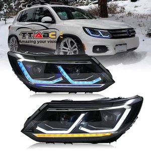 Full LED Head Light For Volkswagen Tiguan 2013-2017 Front Lamps W/Blue Animation - Picture 1 of 18