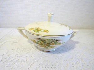 EDWIN M KNOWLES CO 442E1T Hostess USA Yellow Flowers 2 1/4"h Sugar Bowl w/ Lid - Picture 1 of 6