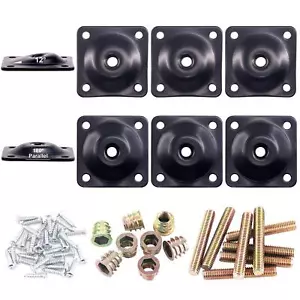 8 Sets Black Flat Furniture Leg Mounting Plates Set, 4Pcs Flat and 4Pcs 12 De... - Picture 1 of 7
