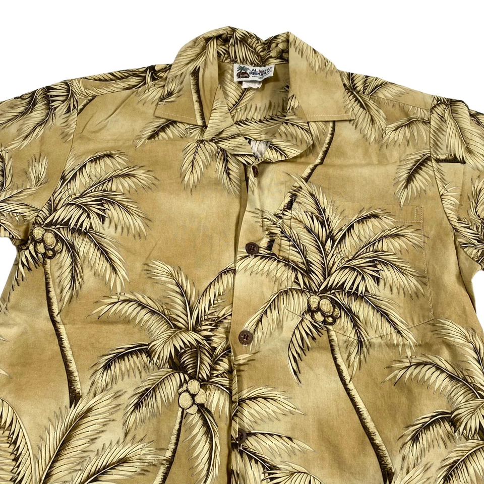 Camisa Aloha Republic Hawaiana Aloha Pequeña Árboles de Coco Floral Foto 1 de 4