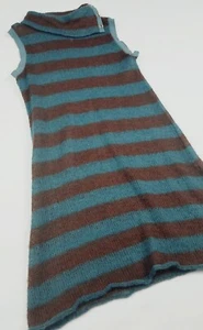 Free People Maglione Senza Maniche Marrone Turchese Girocollo Bottoni Collo Taglia S/P - Foto 1 di 10