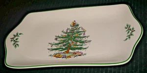 Plato para servir sándwich árbol de Navidad Spode 2 manijas - Imagen 1 de 5