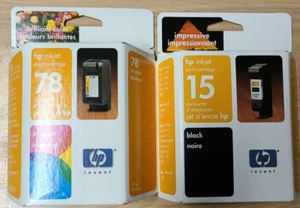 Original HP Ink Cartridges 15 Black and 78 Tri Color New Sealed Expired - Picture 1 of 7