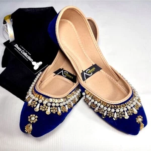 Pakistanische indische Khusa Damen Hochzeit Party Jooti blau von Anayas Kollektion - Bild 1 von 2