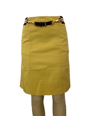 'S Max Mara Falda Lápiz Amarillo Mostaza Marrón Cinturón Algodón Bolsillos Cortos 6 S Foto 1 de 4