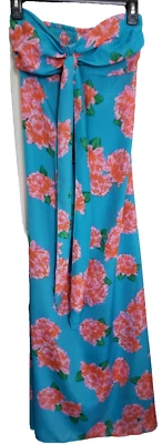 Band Of Gypsies Tropical Floral Print Maxi Dress Size X-Small. Adj. Sash Ties. - Image 1 of 4