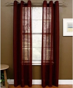 Miller Curtains Sheer Preston Grommet 48" x 84" Panel Merlot - Picture 1 of 1