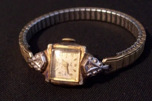 Helbros Orologio da Polso Donna Vintage...Orologio Oro Laminato 10K 17 Gioielli Diamanti - Foto 1 di 3