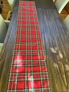 Table Runner red plaid classic green Christmas 14x74 fabric decor holiday tartan - Picture 1 of 10