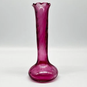 Schöne Amethyst Studio Kunst Glas gewirbelte 7" Knospe Vase - Bild 1 von 11