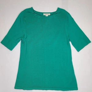 Coldwater Creek Sweater Womens 10-12 Large Kelly Green Silk Blend Short Sleeve - Picture 1 of 8