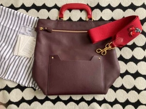 Anya Hindmarch Orsett 2WAY Bag - Burgundy Leather- with Strap from Japan - Picture 1 of 7