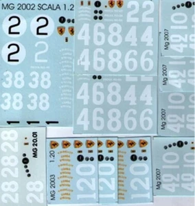 Decal 1/20 NUMERI GARA - STRUMENTI - MARCHI FERRARI ATELIER CAR MODEL ACMDE20048 - Foto 1 di 1