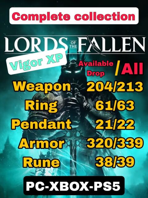 Lords of the Fallen PS5 XBOX PC - 999B VIGOR XP/ALL ARMOR/ WEAPON