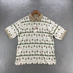 American Summer Hawiian Short Sleeve Polo Shirt Mens XL Cotton Pullover Top NWT - Picture 1 of 14