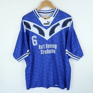Vintage PUMA 90's Football Shirt Blue White SZ XL (G7285) - Picture 1 of 4