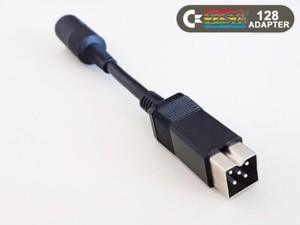 Commodore C64 to C128 PSU adapter. Round female 7-pin to rectangular male 5-pin.