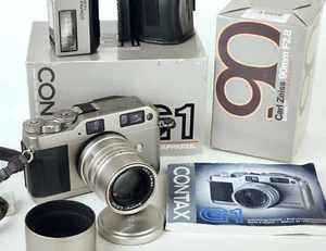 CONTAX G1 KIT, Carl Zeiss Sonnar 90mm/2,8, flash TLA 200 manual, Boxed Minty - Picture 1 of 14
