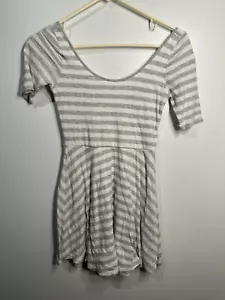abercrombie vestito manica corta bambino bambina bianco grigio a righe taglia media - Foto 1 di 3