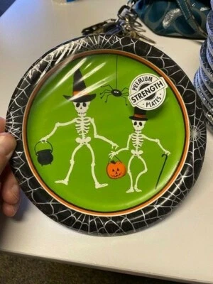 Dancing Skeletons Halloween Party Snack Plates 6-7/8" 8ct New!!! - Image 1 of 2