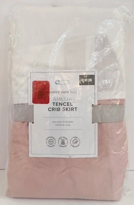 Pottery Barn Kids Baby Amelia Tencel Crib Skirt  Dusty Rose 16" drop scalloped - Image 1 of 3