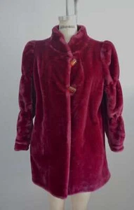 Merlot Ladies Faux Fur Long Coat Jacket Merlot - Picture 1 of 5