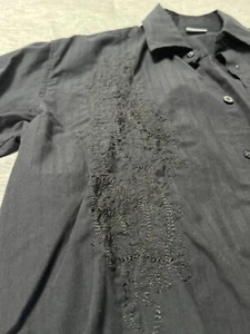 AVIREX Long Sleeve Shirt M Unique Cotton Poly Blend Black Embroidered Y2K - Picture 1 of 14