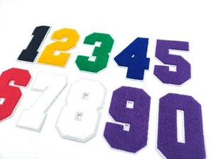 5 Zoll Chenille Zahl mit weißem Hintergrund: Buchstabe/Farbe auswählen - Bild 1 von 2