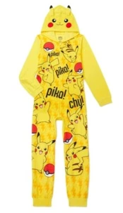 Pokemon Boys Hooded Blanket Sleeper Pajamas Yellow 1 pc NWT Jumper Size XS 4-5 - Bild 1 von 3