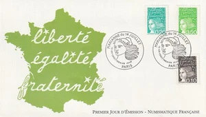 Enveloppe 1er jour 1997 Numismatique Marianne du 14 Juillet - 0.10+0.20+3.50 - Imagen 1 de 2