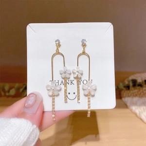 Crystal Flower Dangle Drop Earrings for Women, Elegant Flower Earrings,Gifts - Picture 1 of 5