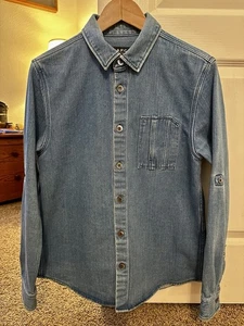 A.P.C. Rue Madame Paris Men's Blue Denim Shirt Size S Sleeve roll up - Picture 1 of 8