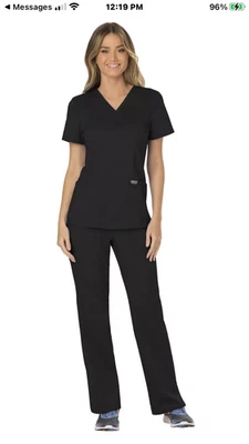 TWO Black Women's Cherokee Scrub Sets, Top  Size XL, Bottom Size L - Image 1 of 4