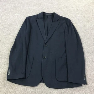 UNIQLO Blazer Mens Small Navy Two Button Stretch Knit Unstructured Soft Jacket - Picture 1 of 18
