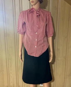 Conjunto Blusa Falda De Colección Años 50 Cuello Atado Manga Abullonada Mezcla Lana Parte Inferior 28w L/XL Top - Imagen 1 de 15
