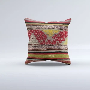 Kilim Cushion Cover 40x40 cm 16x16 in  Vintage Turkish Square Pillowcase 41132 - Picture 1 of 5
