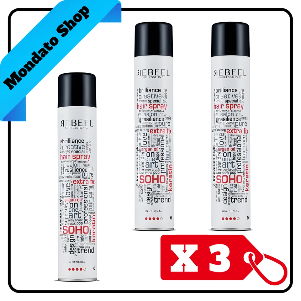 LACCA REBEEL 750 ml EXTRA FIX ARGAN OIL KERATIN HAIR SPRAY - Image 1 of 1
