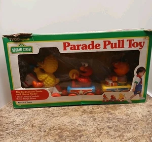 Vintage Sesamstraße Parade Band Nachziehspielzeug großer Vogel Elmo Ernie Jim Henson - Bild 1 von 9