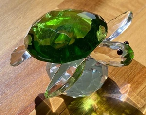 Vidrio Facetado Cristal TORTUGA VERDE Pisapapeles Decoración Base Bola Transparente - Imagen 1 de 16