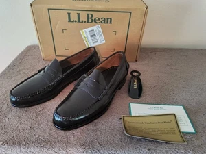 LL Bean Zapatos Para Hombres 9.5 Negro Penny Mocasines Sin Cordones Negocios Preppy Informal - Imagen 1 de 15